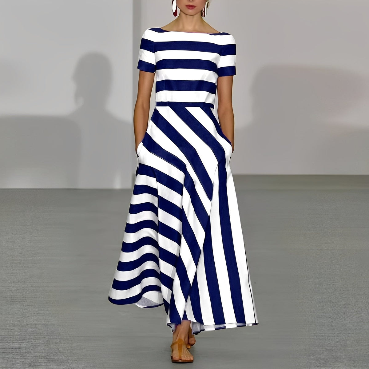 Dames Maxi Jurk met Strepen