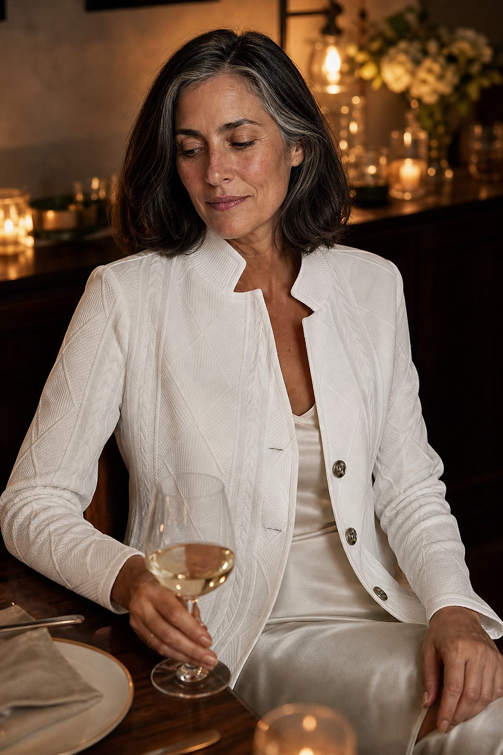 Dames Gebreide Blazer met Opstaande Kraag