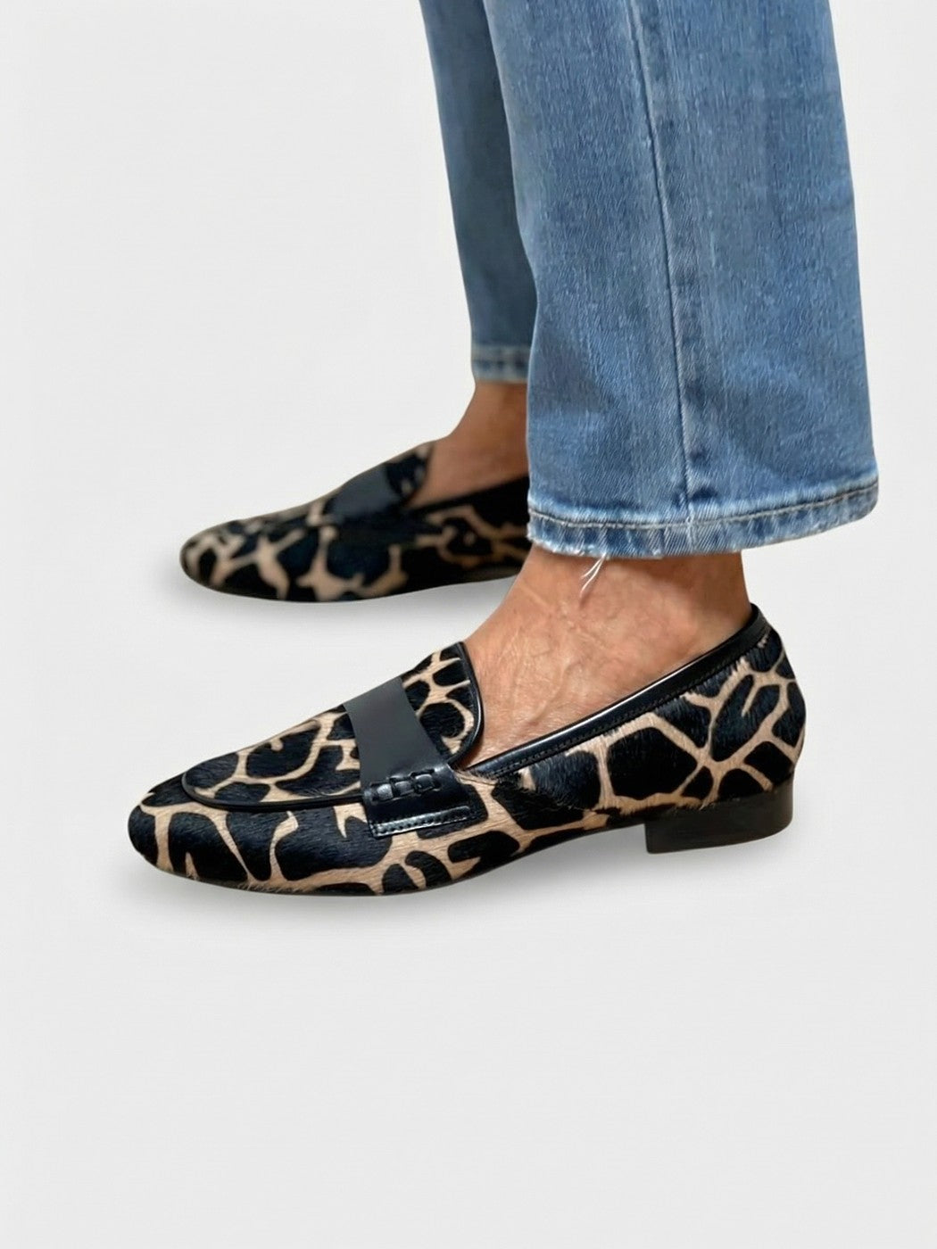 Dames Loafers met Dierenprint en Blokhak