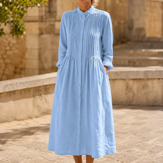 Dames Midi Blousejurk met Lange Mouwen