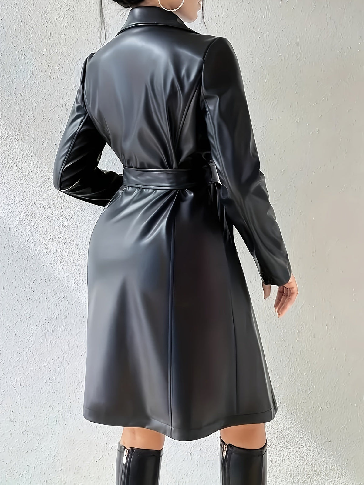 Dames Imitatieleren Trenchcoat met Ceintuur