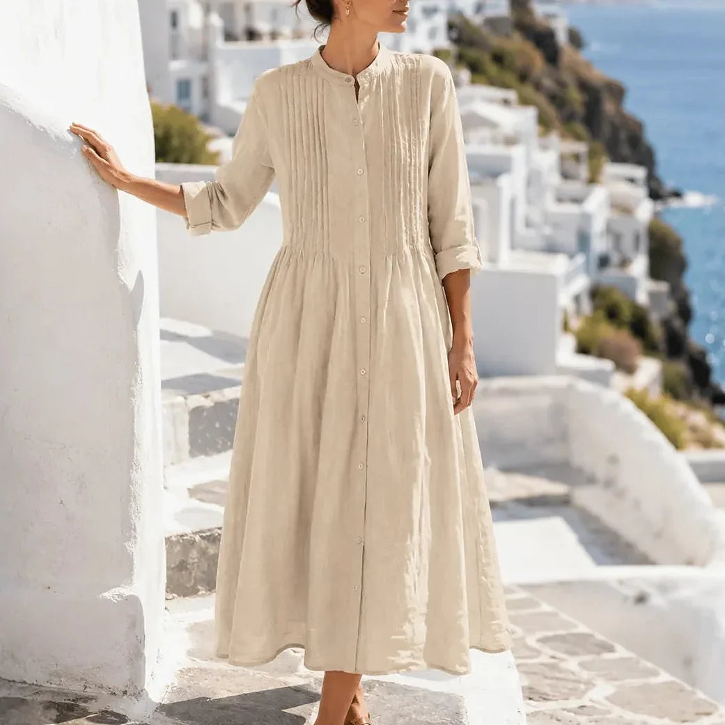 Dames Midi Blousejurk met Lange Mouwen