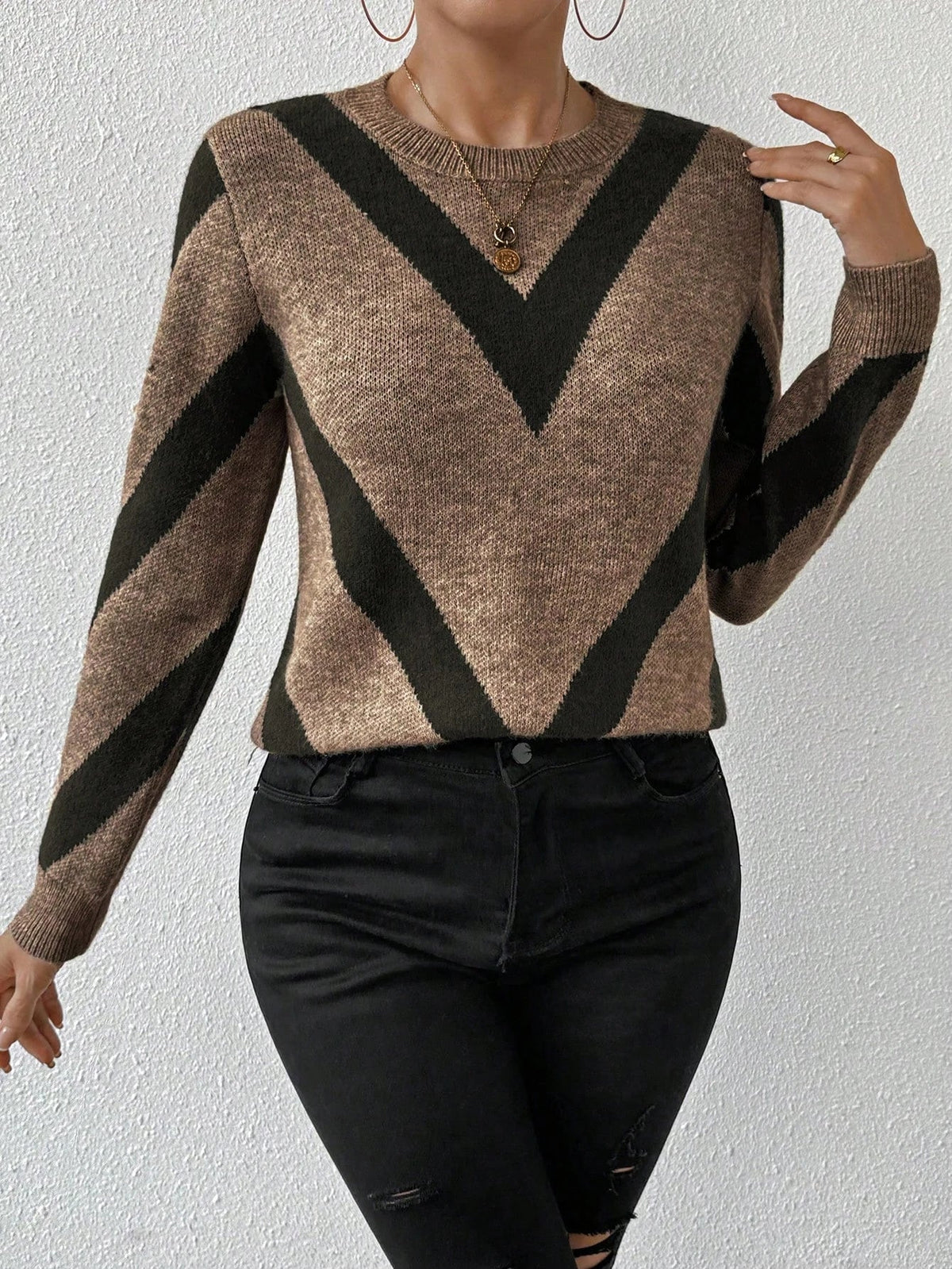 Dames Trui met Geometrisch Patroon