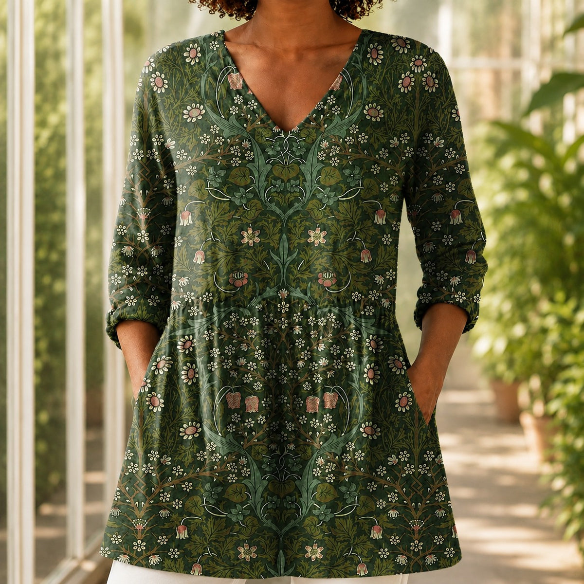 Dames Tuniek met V-Hals en Zakken