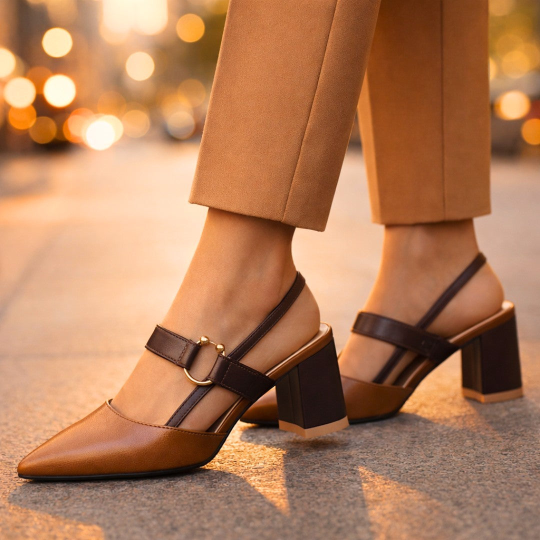Dames Slingbacks met Blokhak en Ring