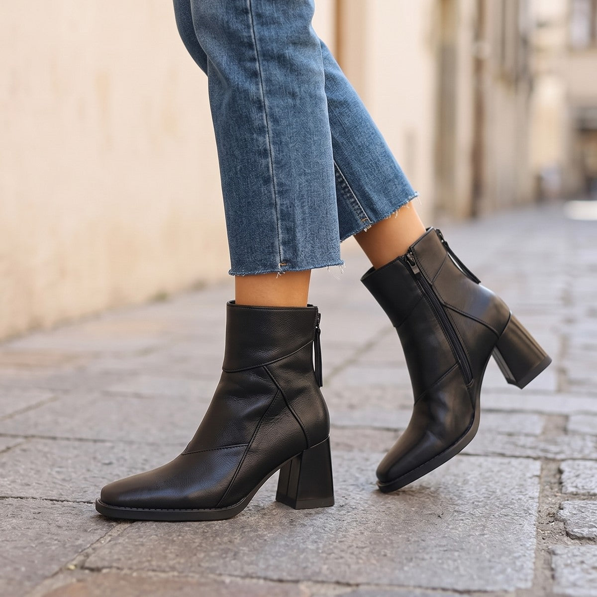 Dames Boots met Blokhak en Puntneus