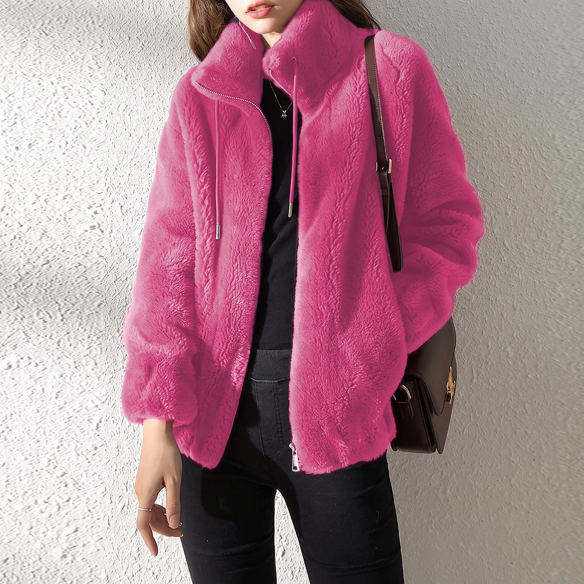 Damesvest Teddy Fleece met Rits en Zakken