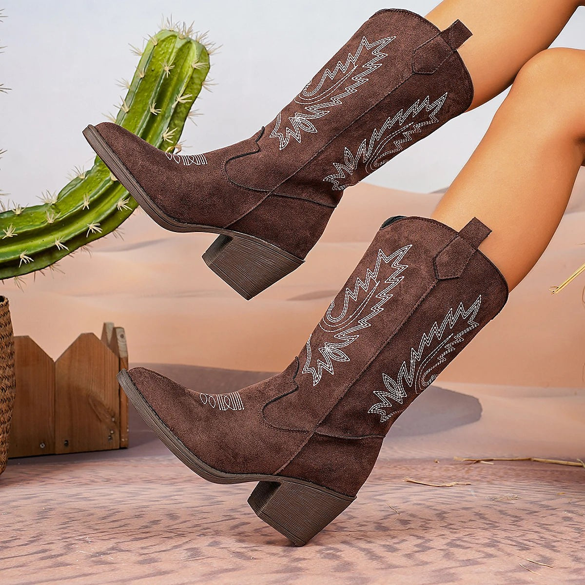 Dameslaarzen Western Boots met Halfhoge Schacht