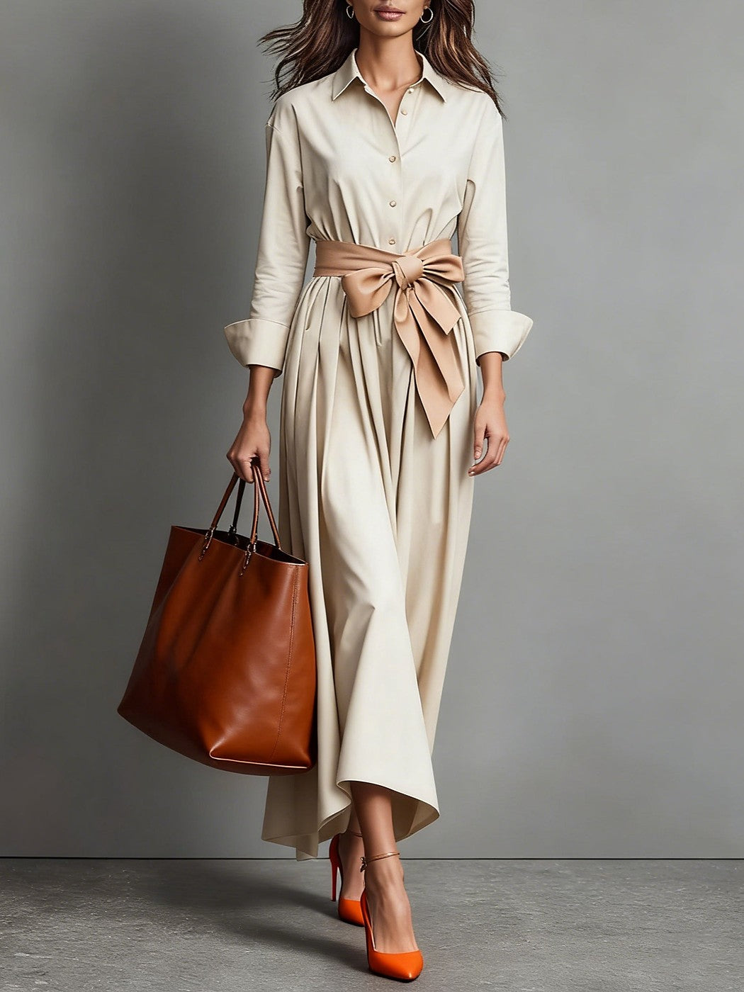 Dames Maxi Blousejurk met Ceintuur