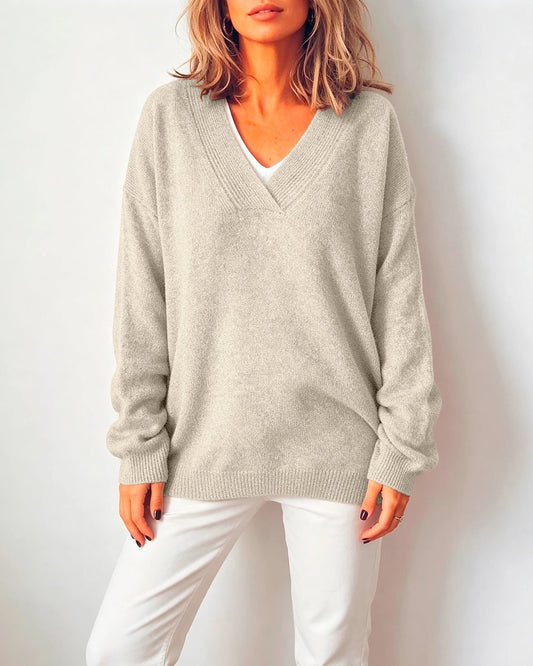 Dames Oversized Trui met Ruime V-halslijn