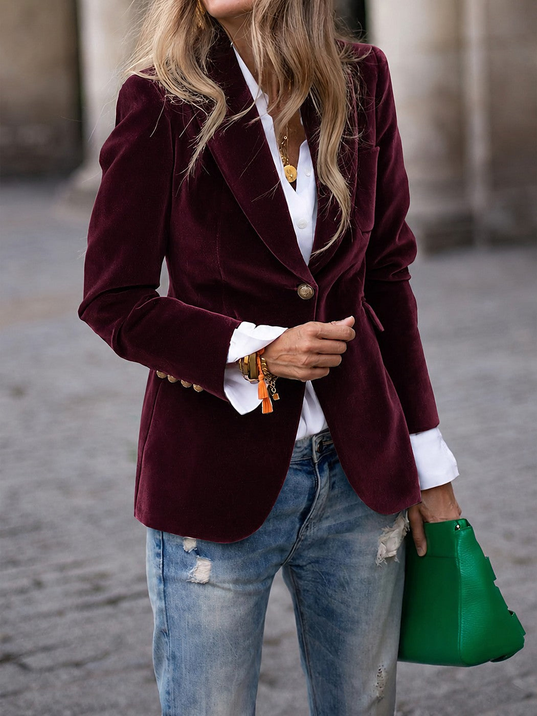 Dames Getailleerde Fluwelen Blazer