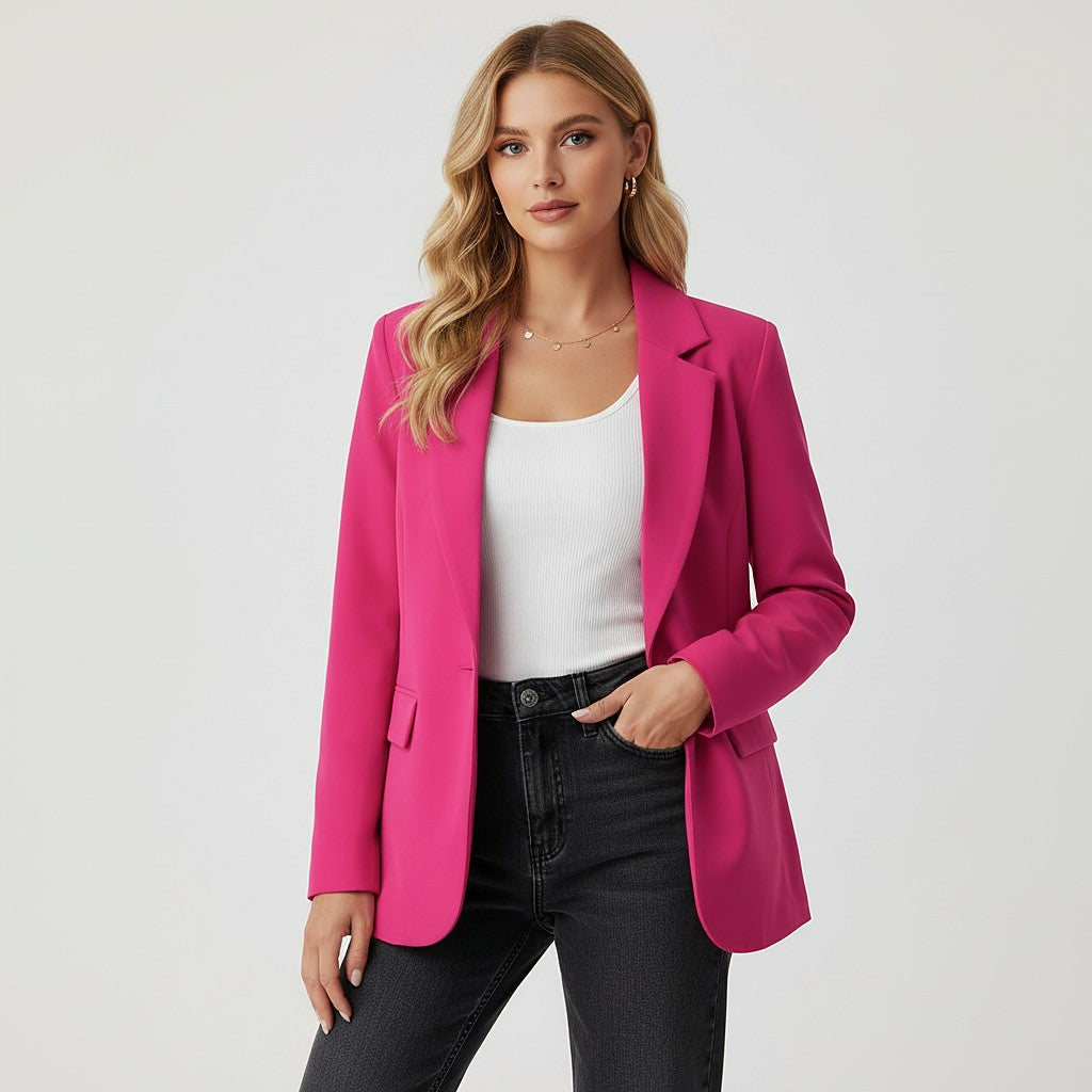 Dames Getailleerde Blazer met Enkele Knoop