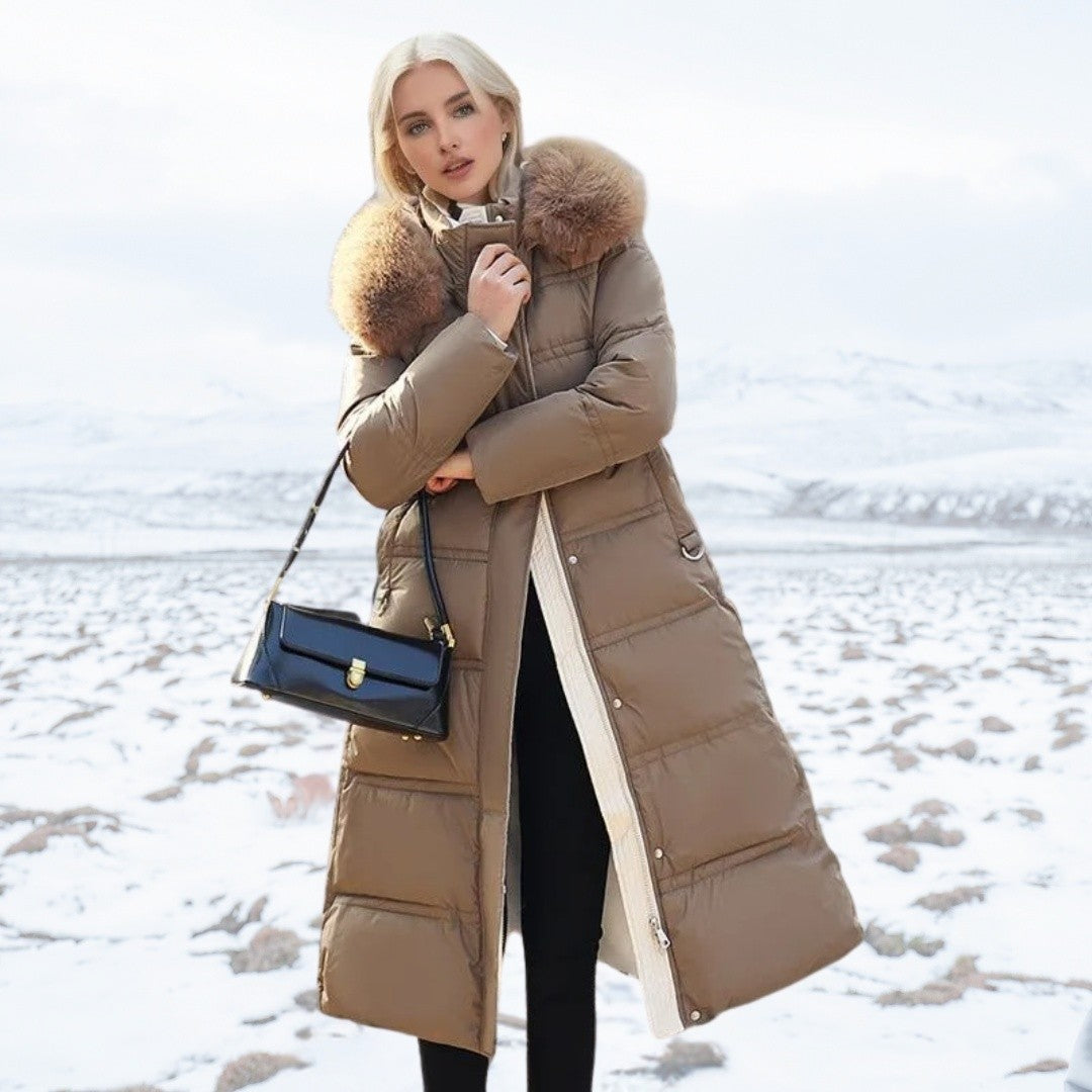 Dames Lange Gewatteerde Parka met Capuchon