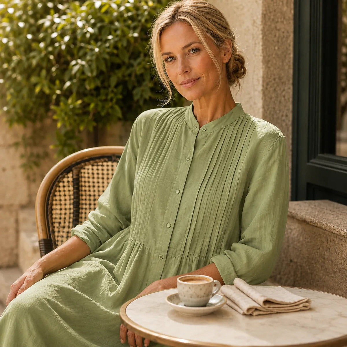 Dames Midi Blousejurk met Lange Mouwen