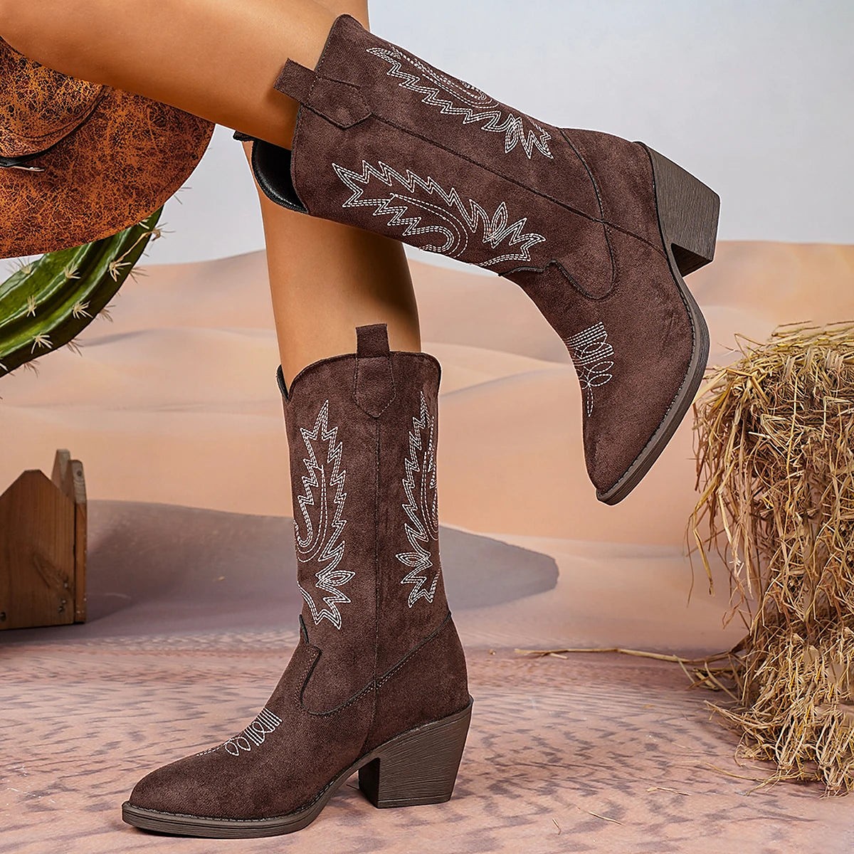 Dameslaarzen Western Boots met Halfhoge Schacht