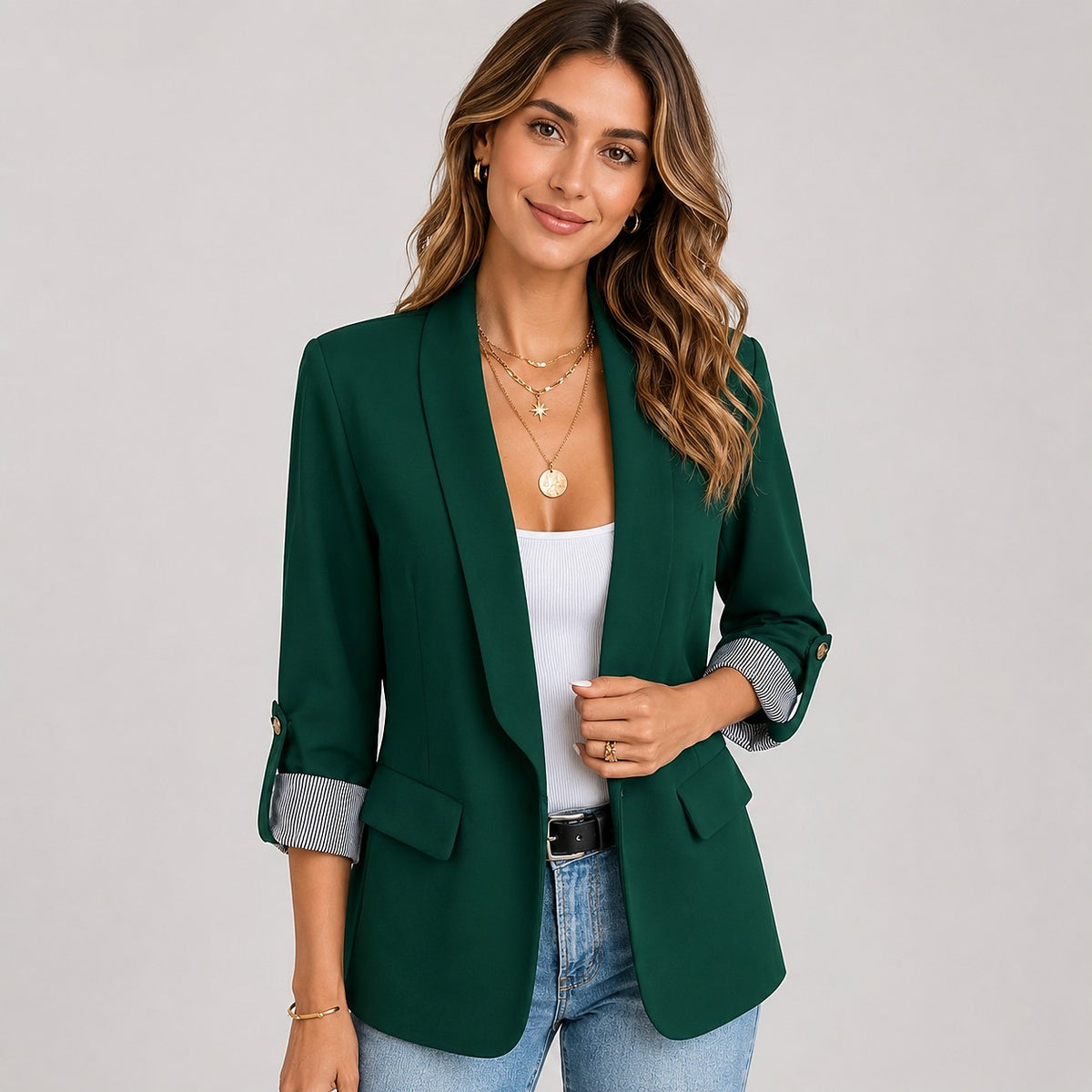 Dames Open Blazer met Driekwart Mouwen