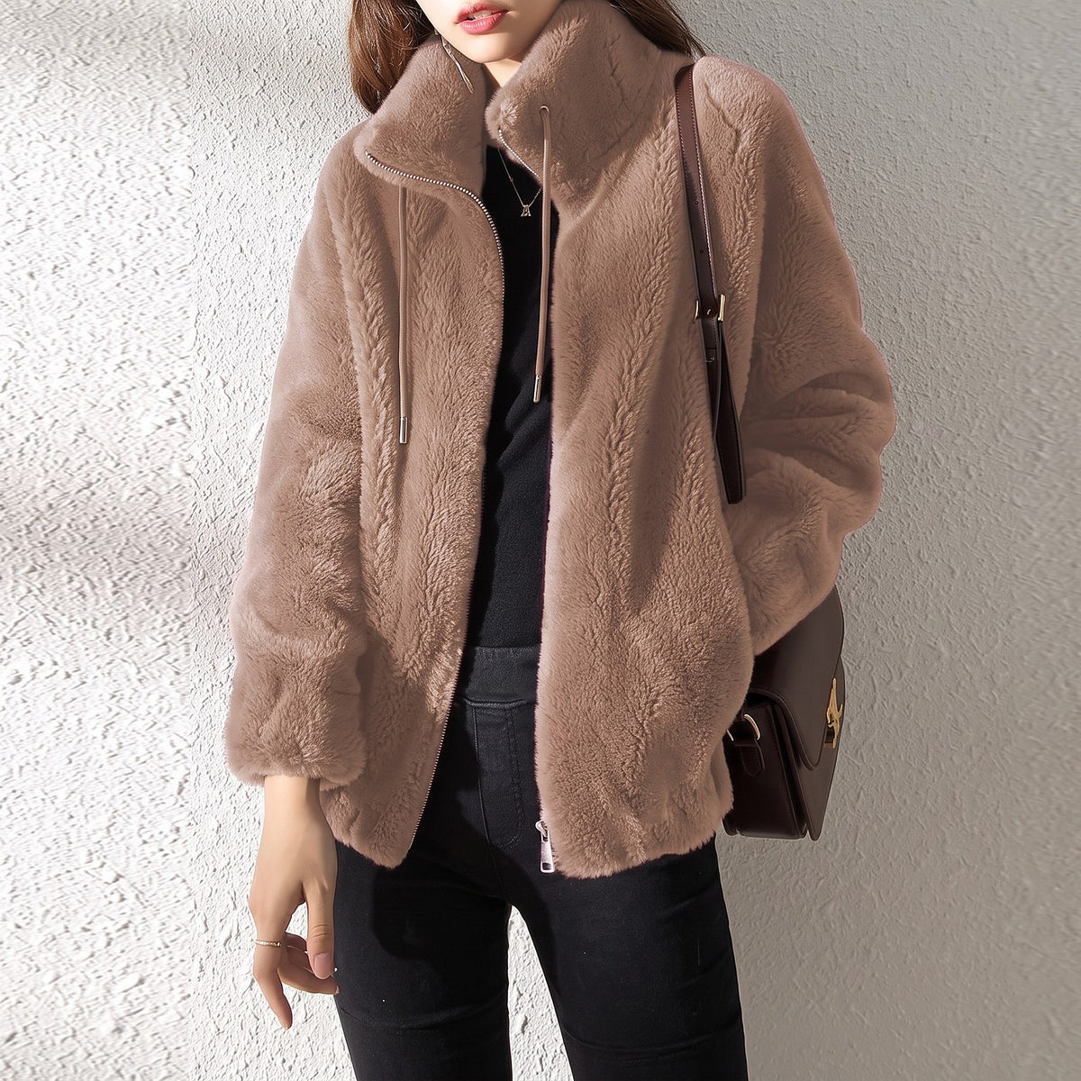 Damesvest Teddy Fleece met Rits en Zakken