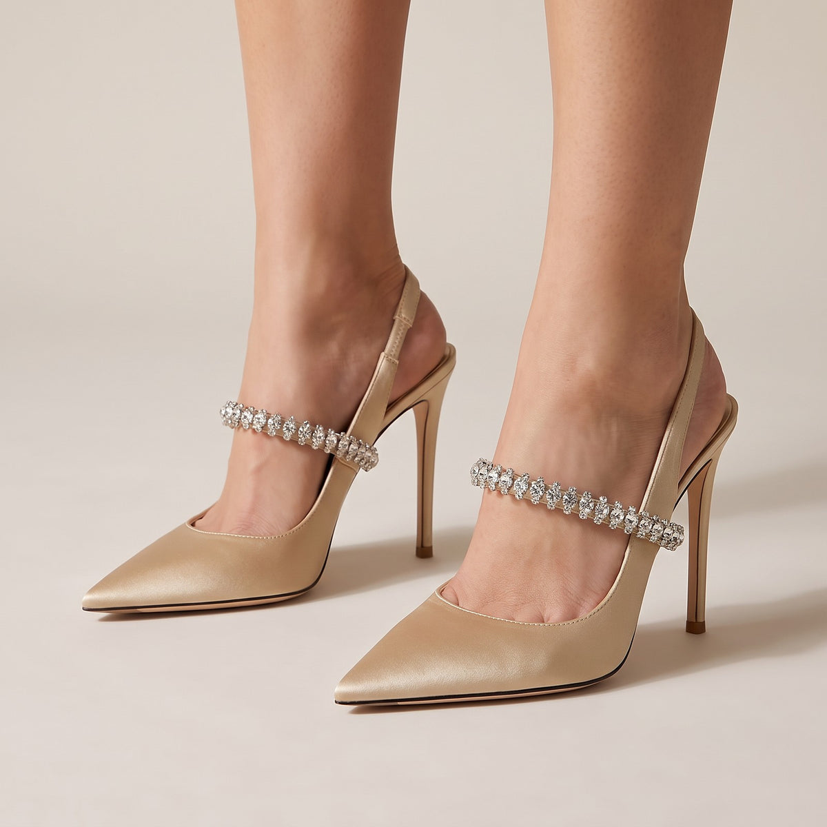 Dames Satijn Look Slingback Pumps met Naaldhak