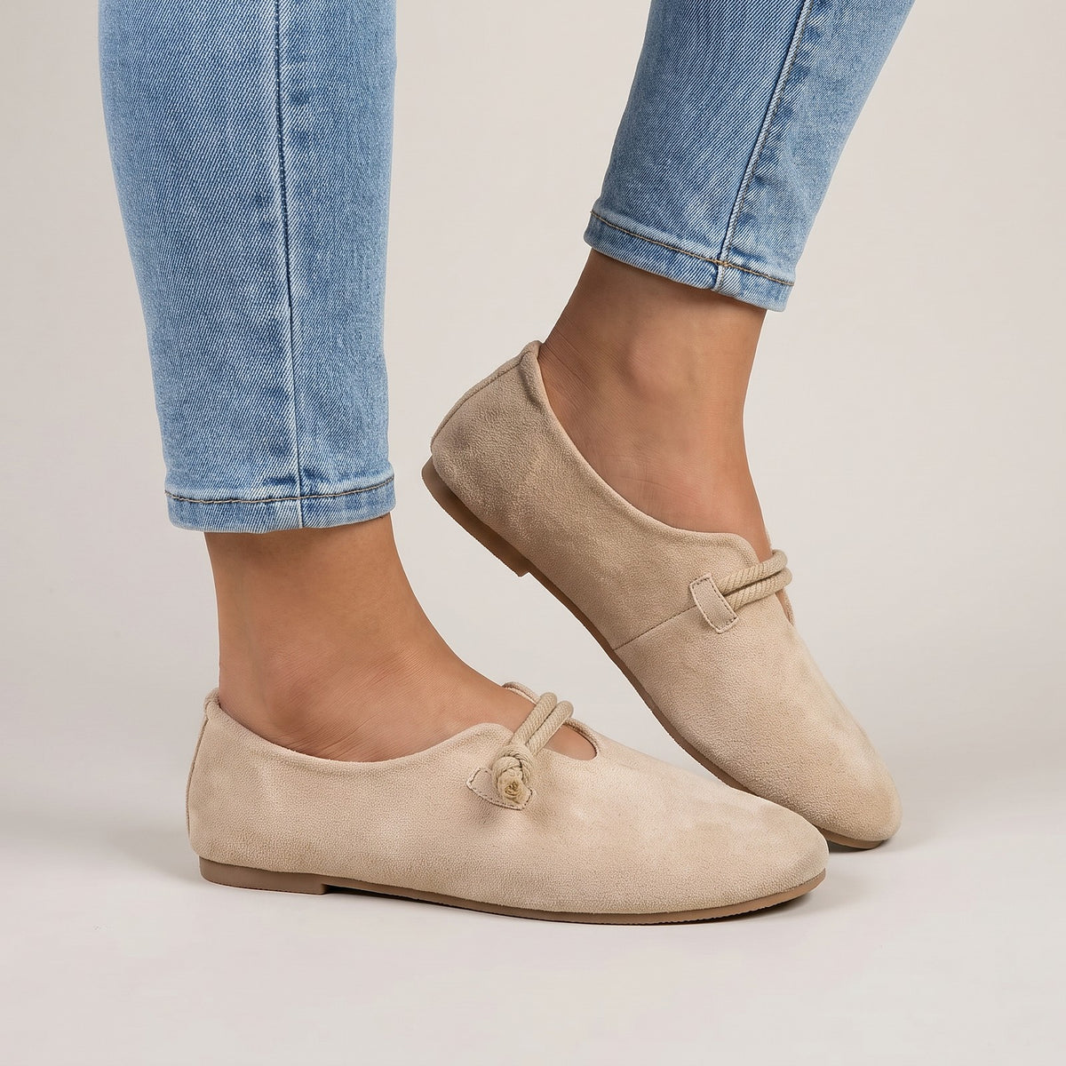 Dames Platte Suede Look Loafers