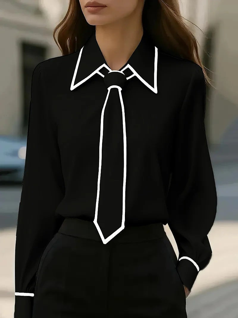Dames Blouse met Stropdas en Manchetten