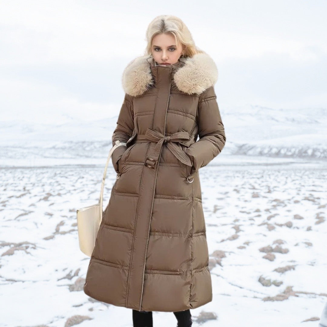 Dames Lange Gewatteerde Parka met Capuchon