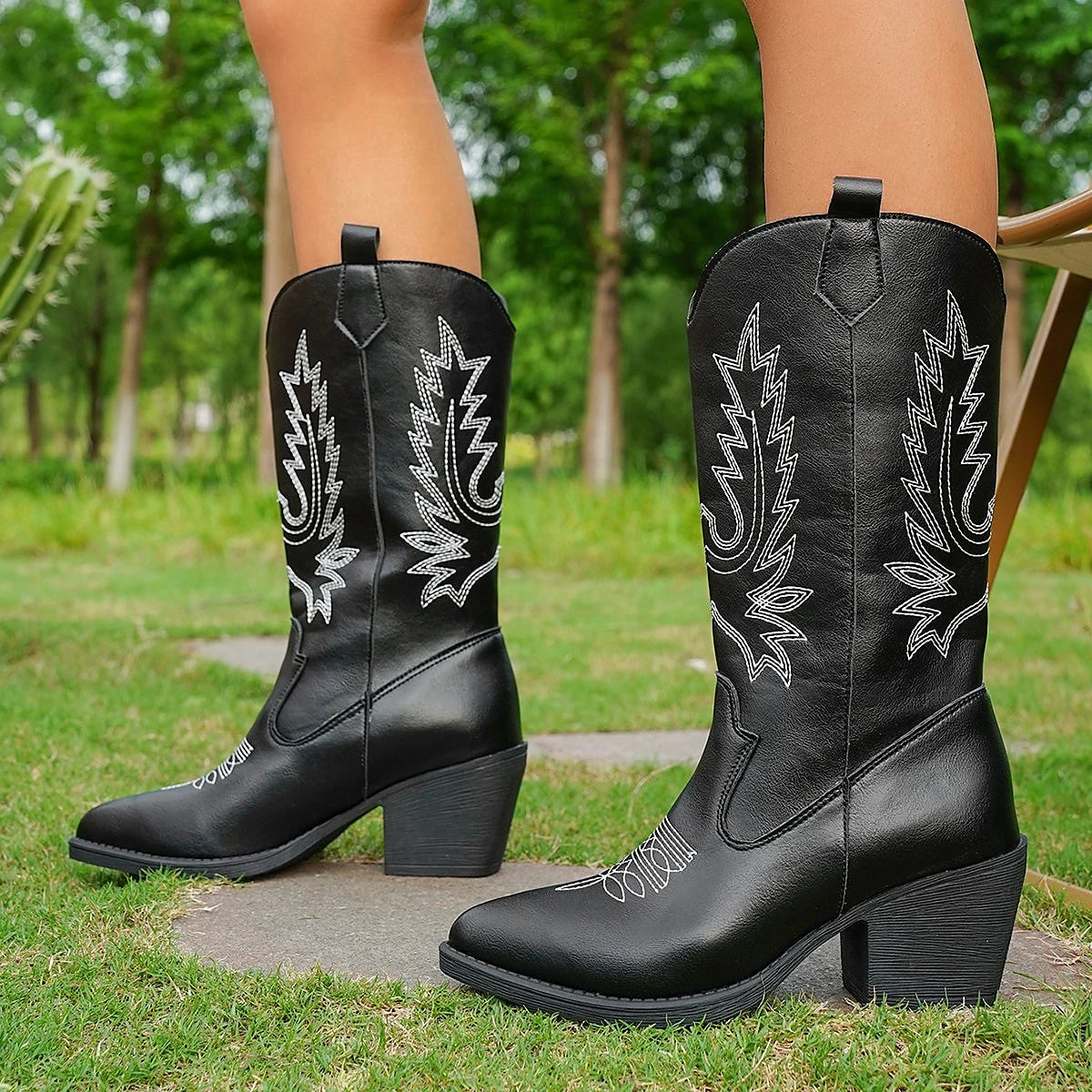 Dameslaarzen Western Boots met Halfhoge Schacht