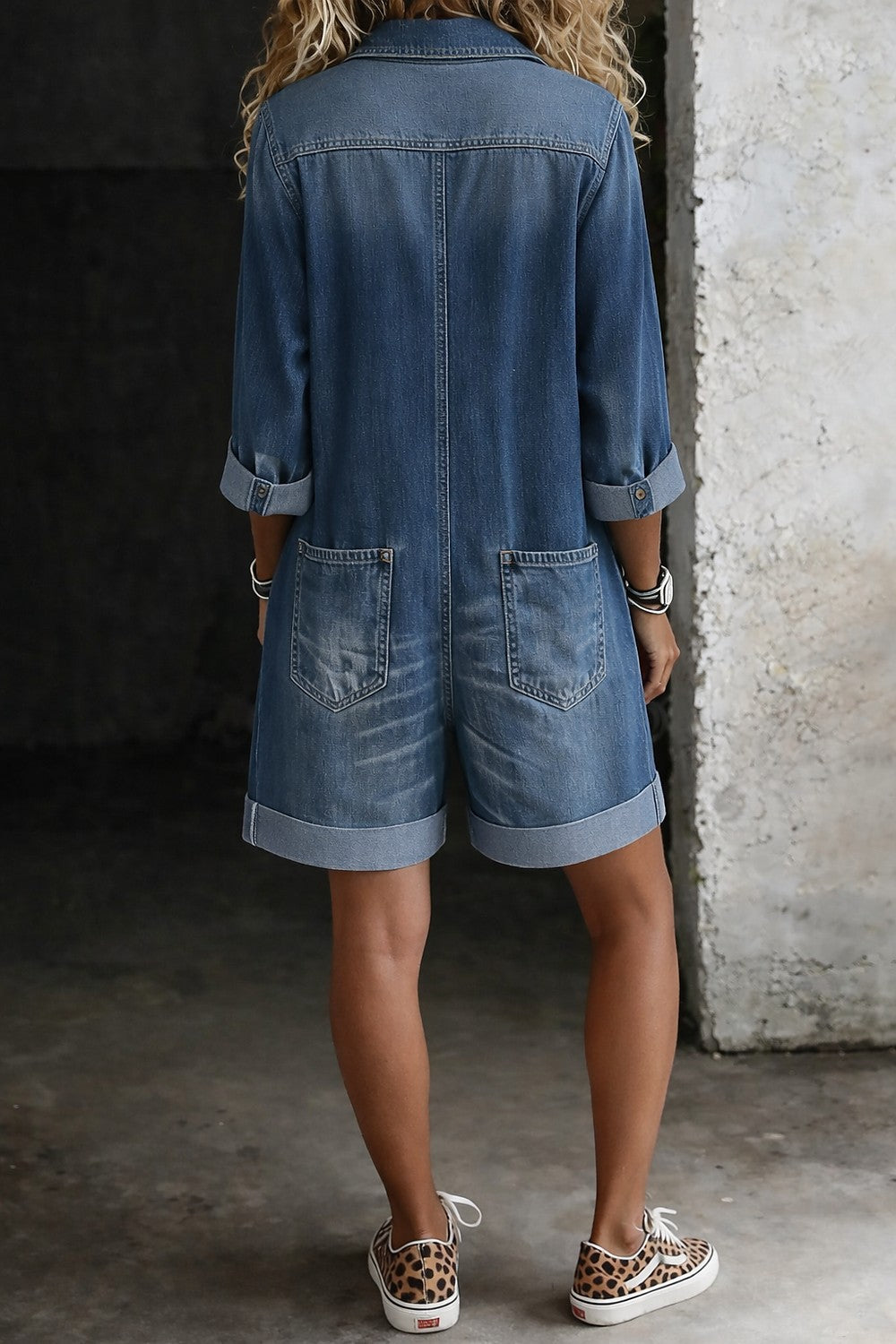 Dames Korte Spijker Jumpsuit met Knopen