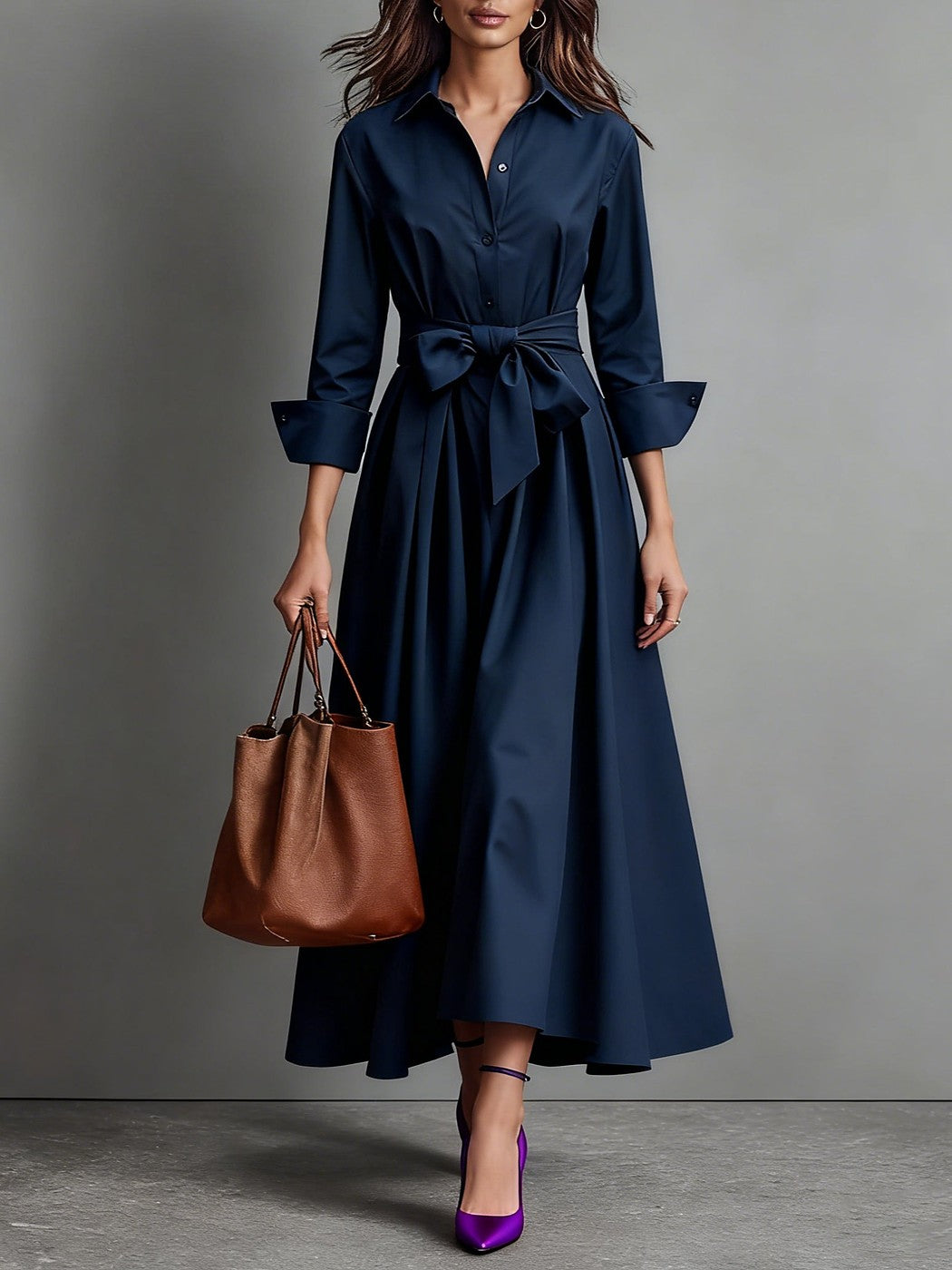 Dames Maxi Blousejurk met Ceintuur