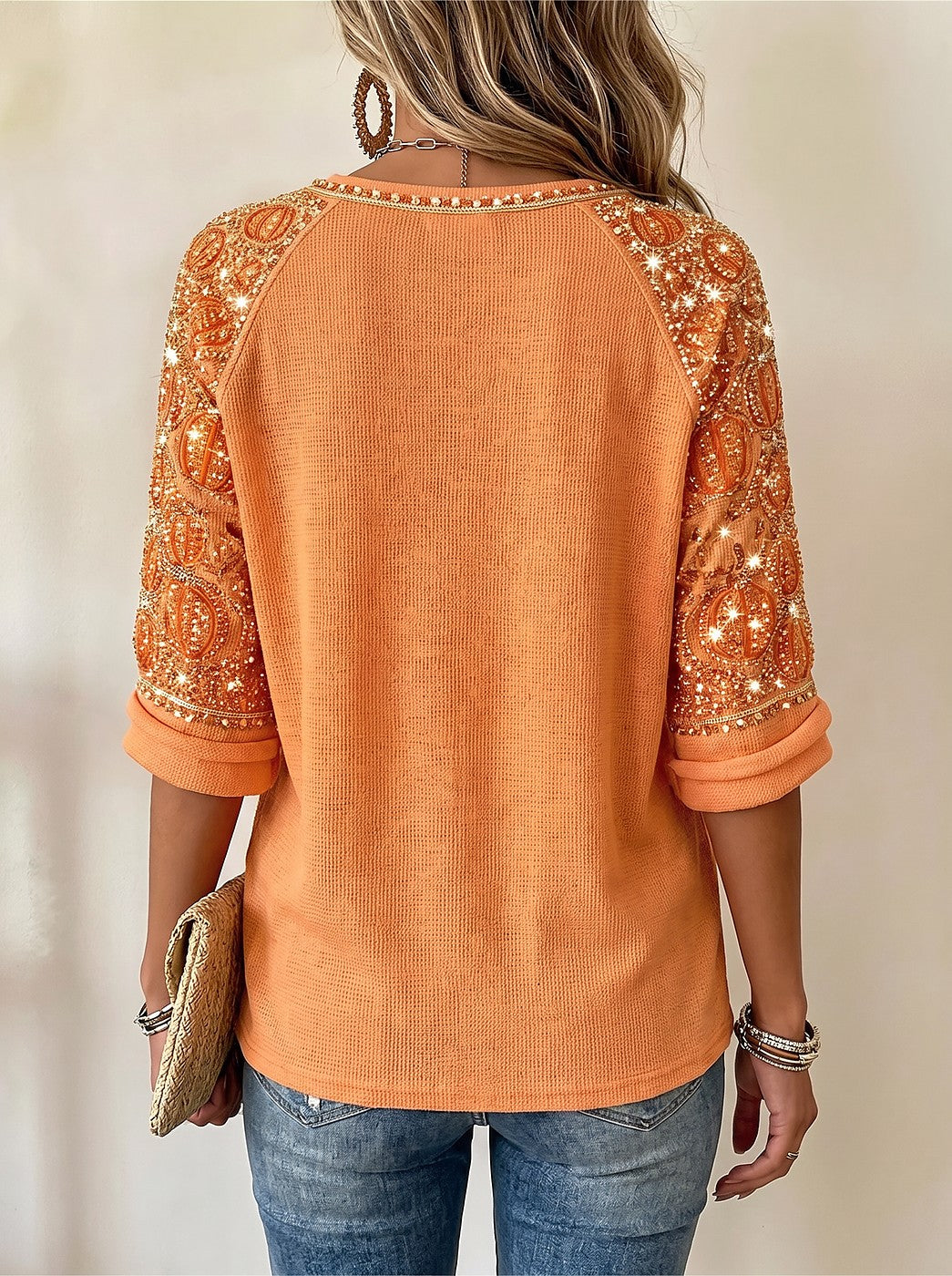 Dames Blouse met V-hals en Driekwart Mouwen