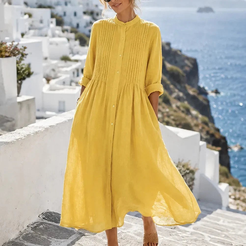 Dames Midi Blousejurk met Lange Mouwen