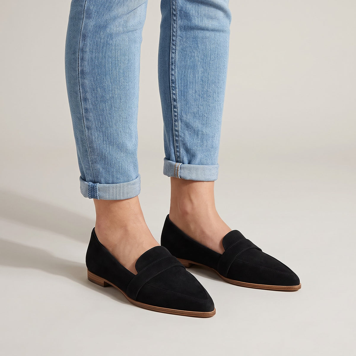 Dames Suede Look Loafers met Puntneus