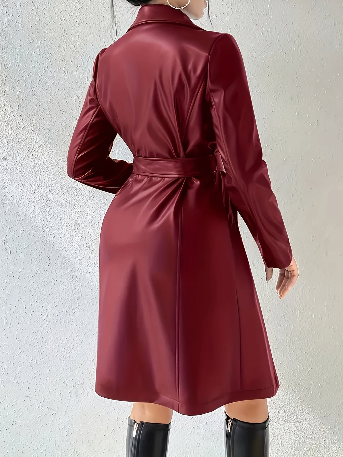 Dames Imitatieleren Trenchcoat met Ceintuur