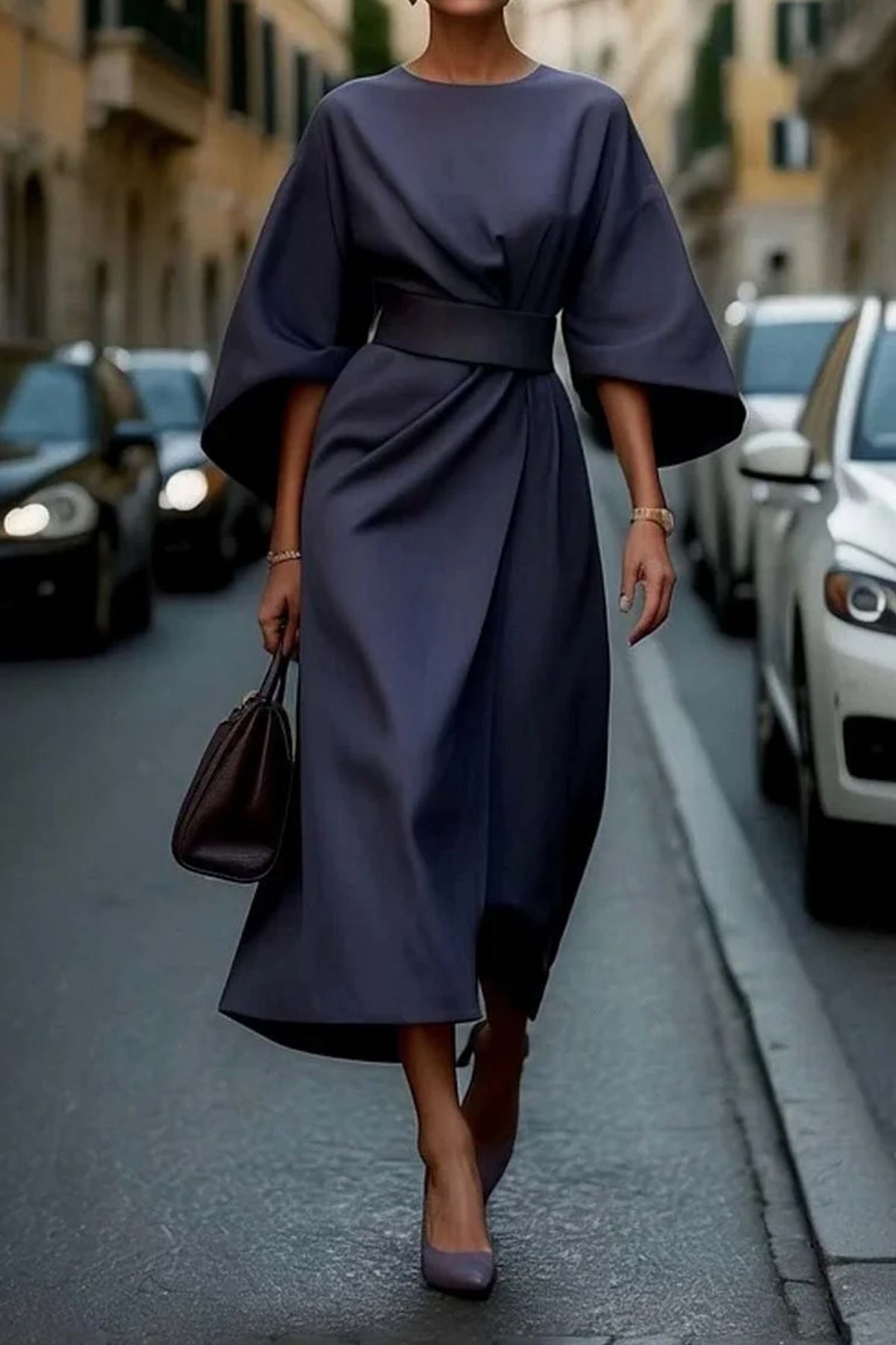Dames Midi Wikkeljurk met Riem