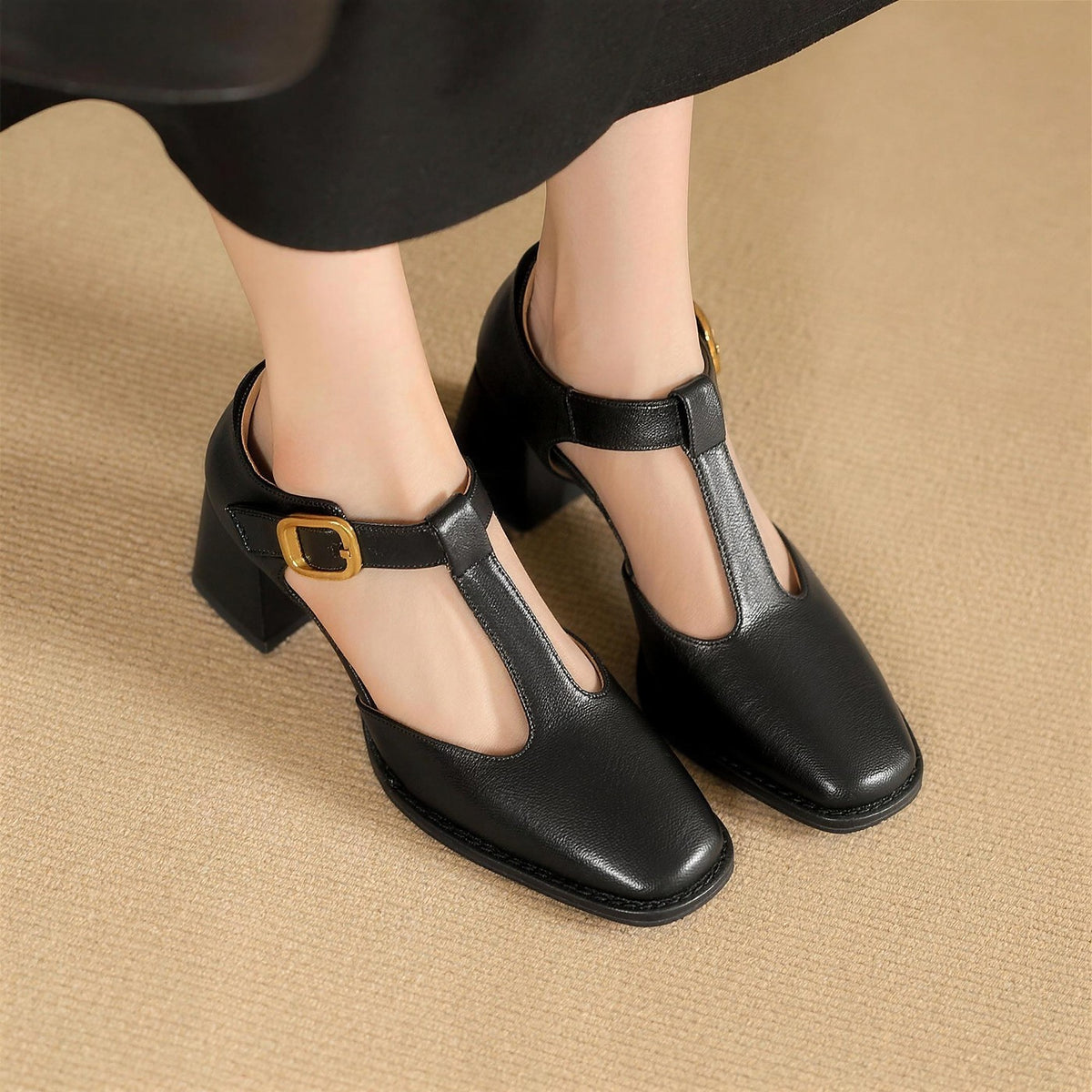 Dames Blokhak Pumps met Bandje