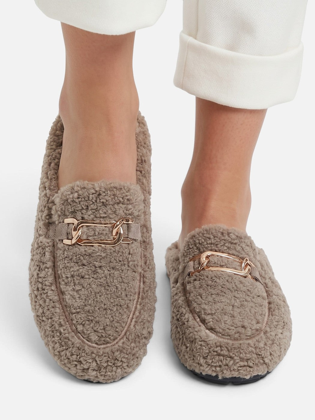 Dames Teddy Loafers met Ketting