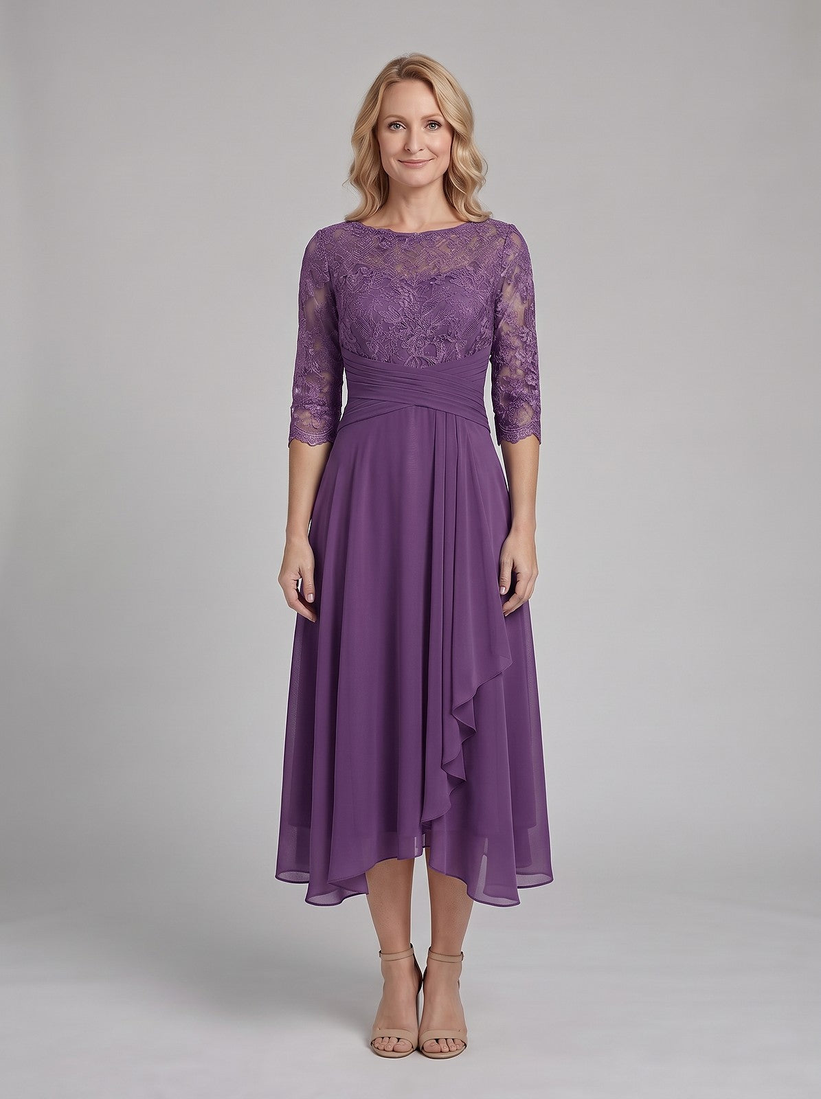 Dames Bruiloft Jurk met Kant en Chiffon