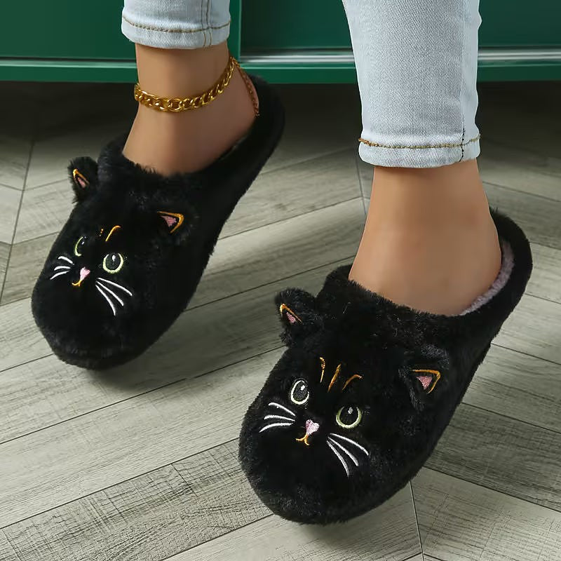 Damespantoffels Pluche met Kattenmotief