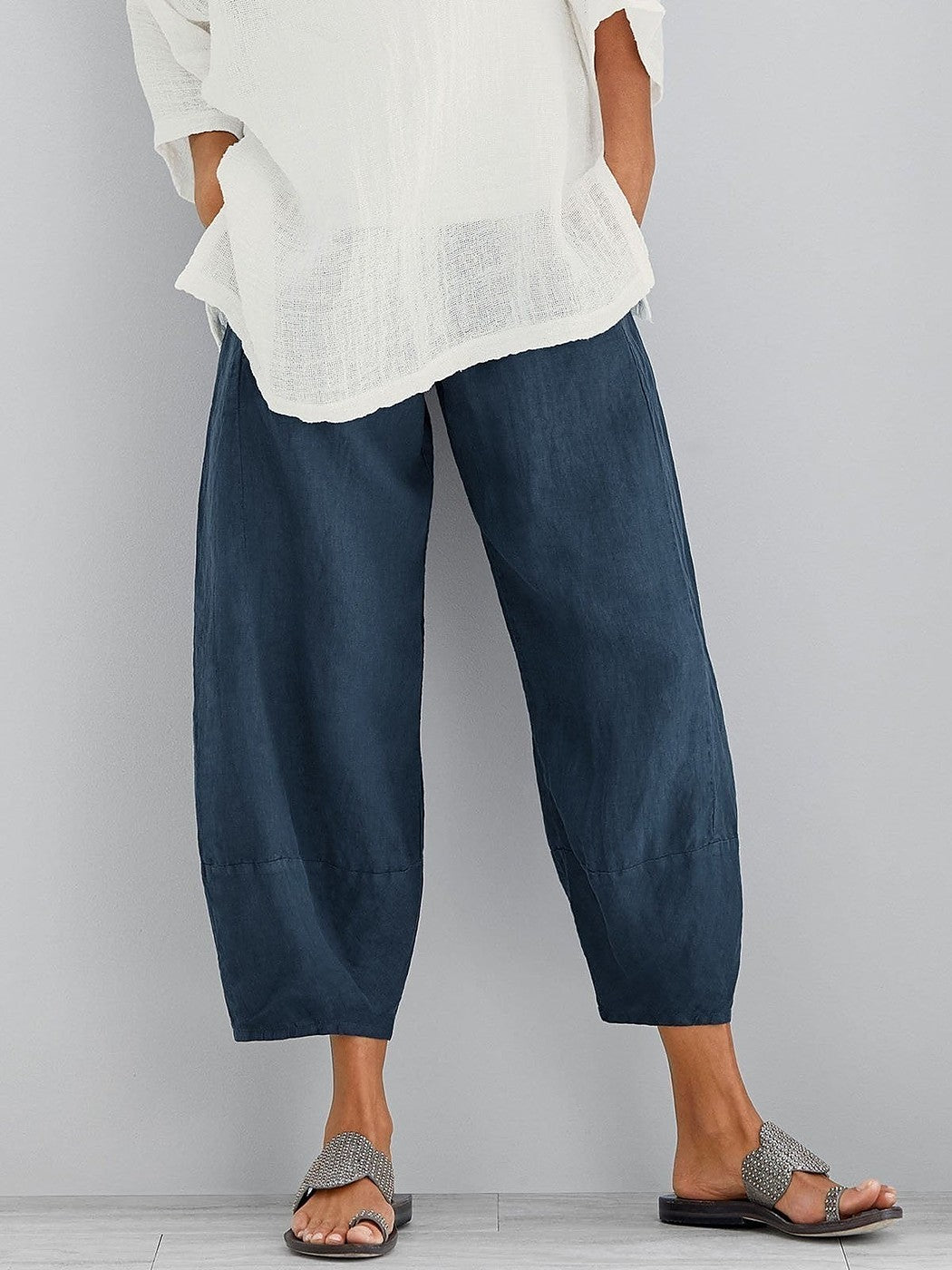 Dames Cropped Broek met Elastische Taille