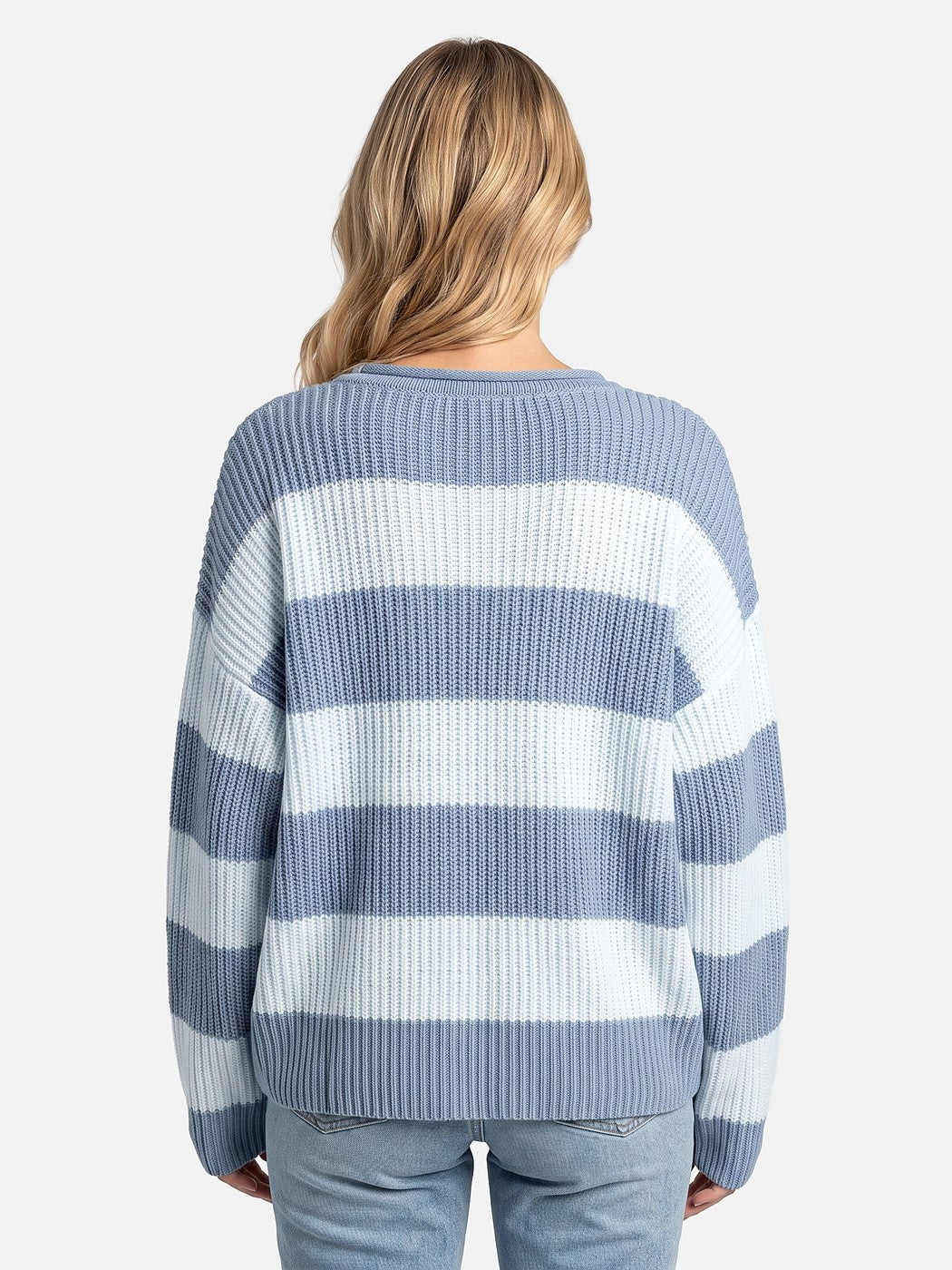 Dames Oversized Gestreepte Trui met Ronde Hals