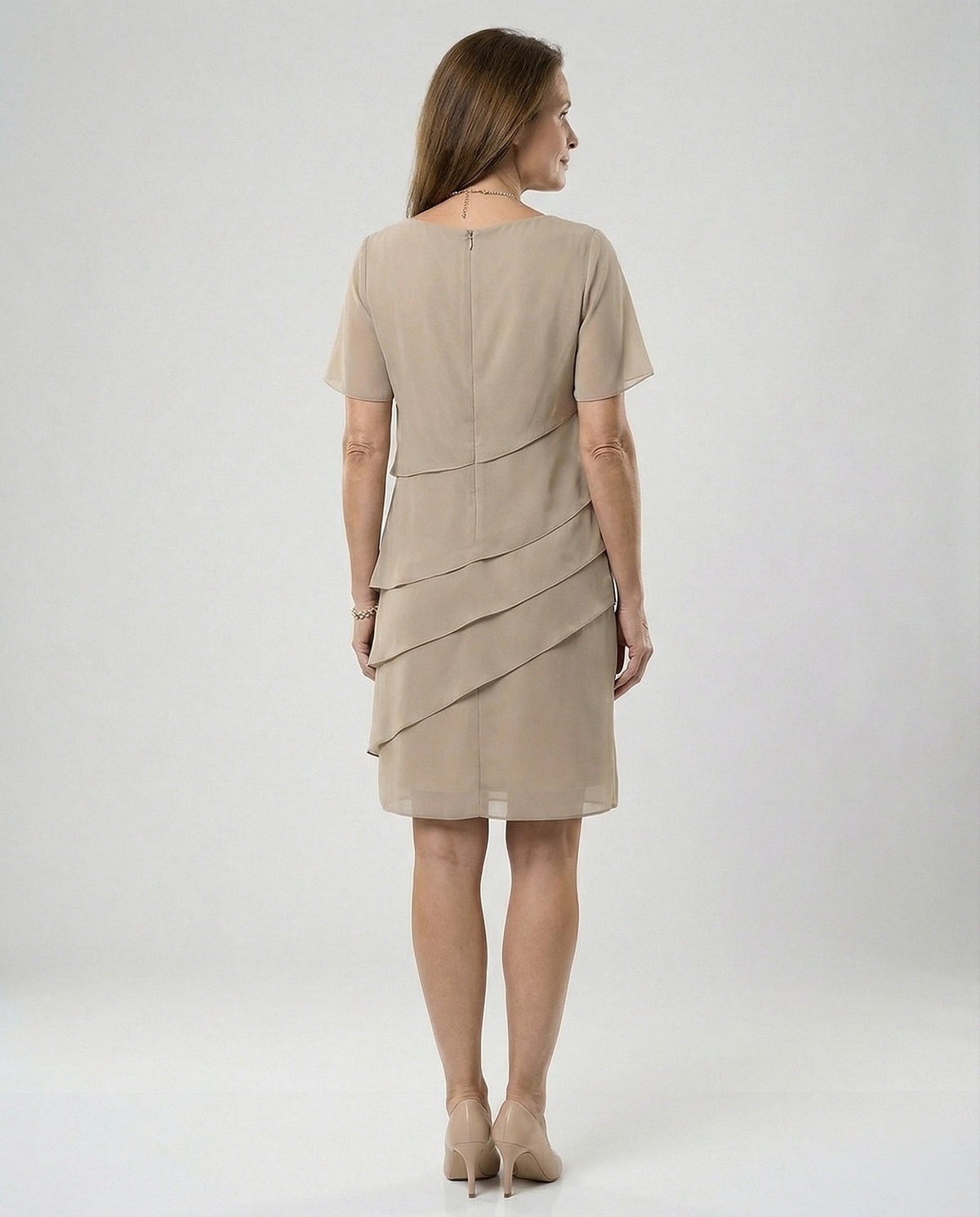 Dames Feestjurk met Gelaagd Chiffon