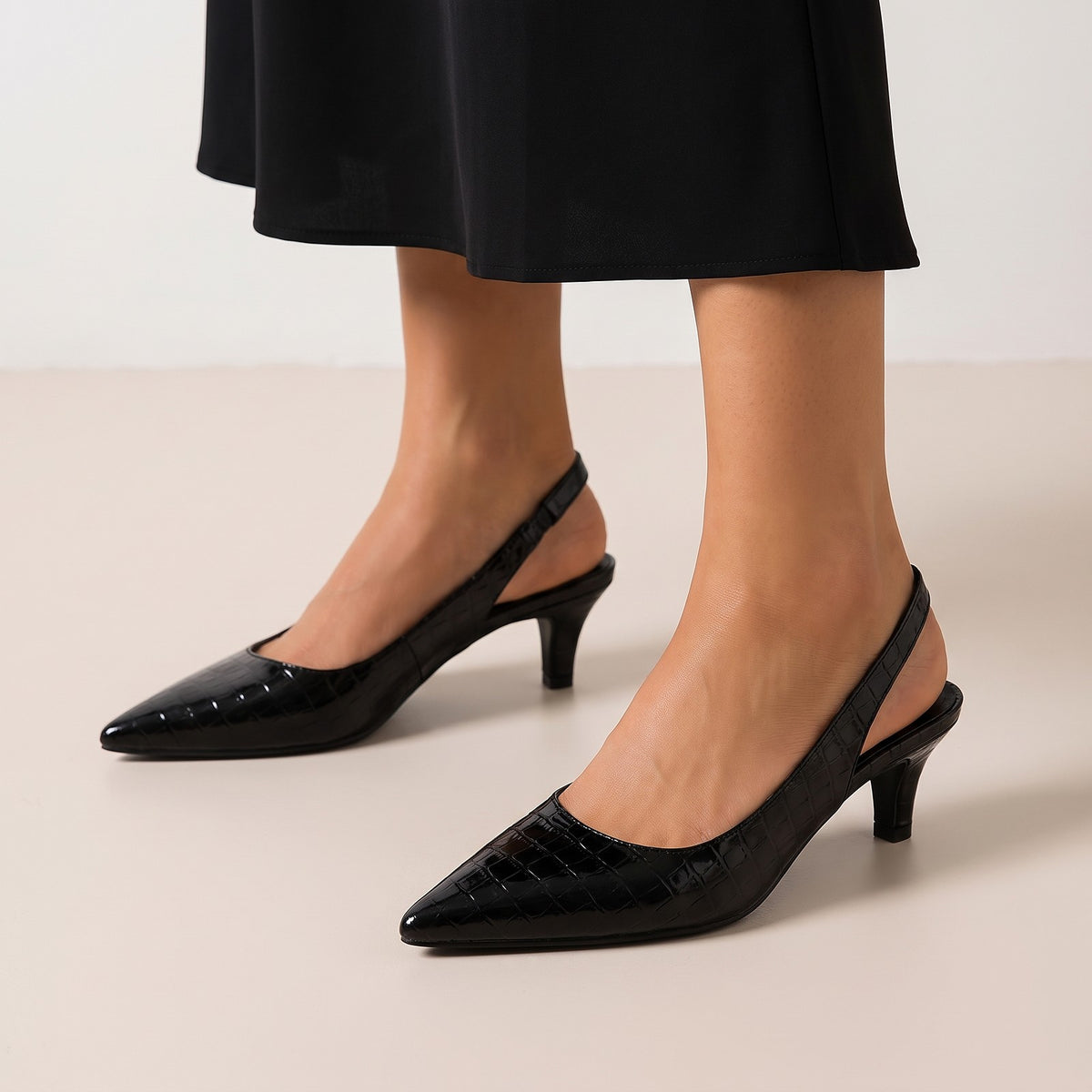 Dames Pumps met Blokhak en Slingbackband