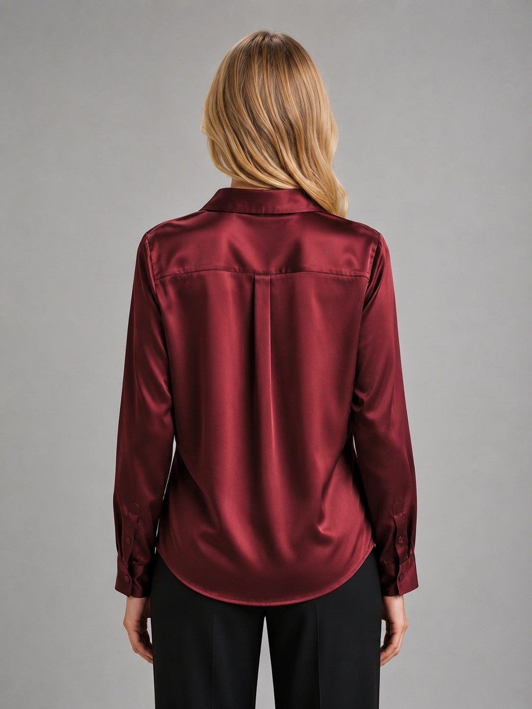 Dames Satijnen Blouse met Lange Mouwen