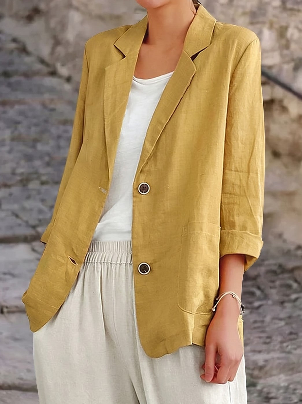 Damesblazer Casual met Zakken en Knopen