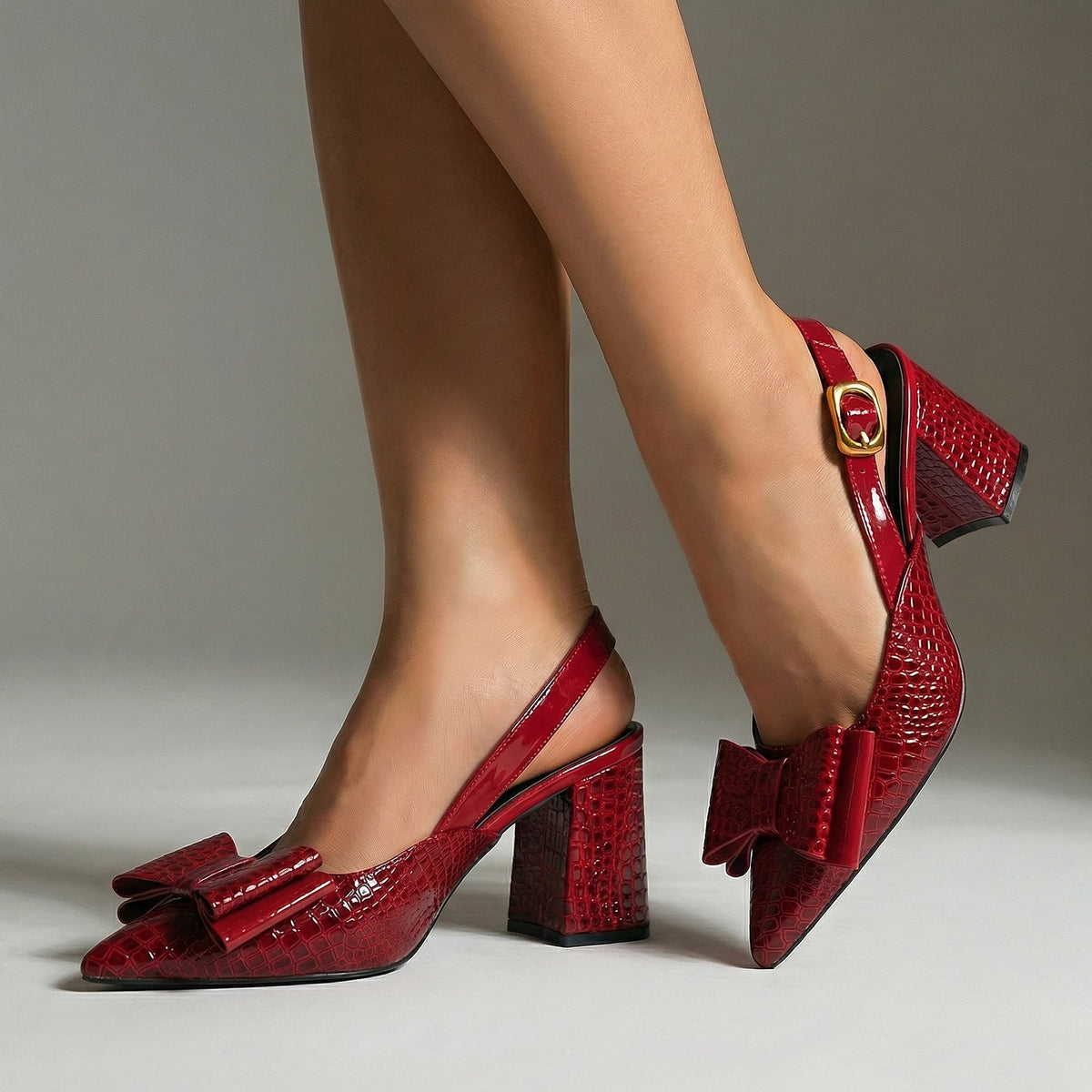 Dames Slingbacks met Strik en Krokodilprint