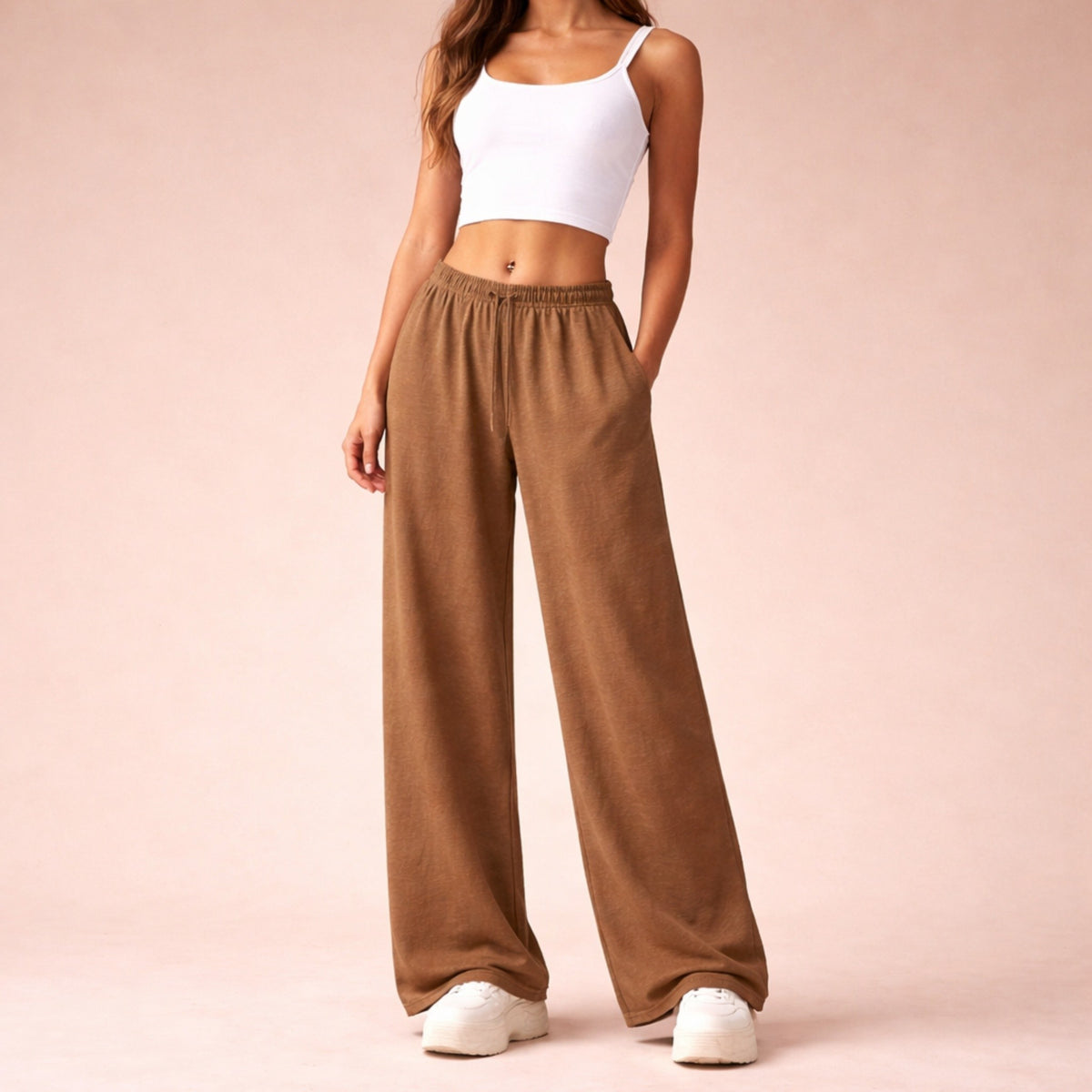 Dames Wijde Broek met Elastische Taille