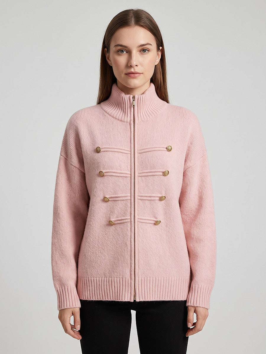 Dames Vest met Rits en Knoopdetail