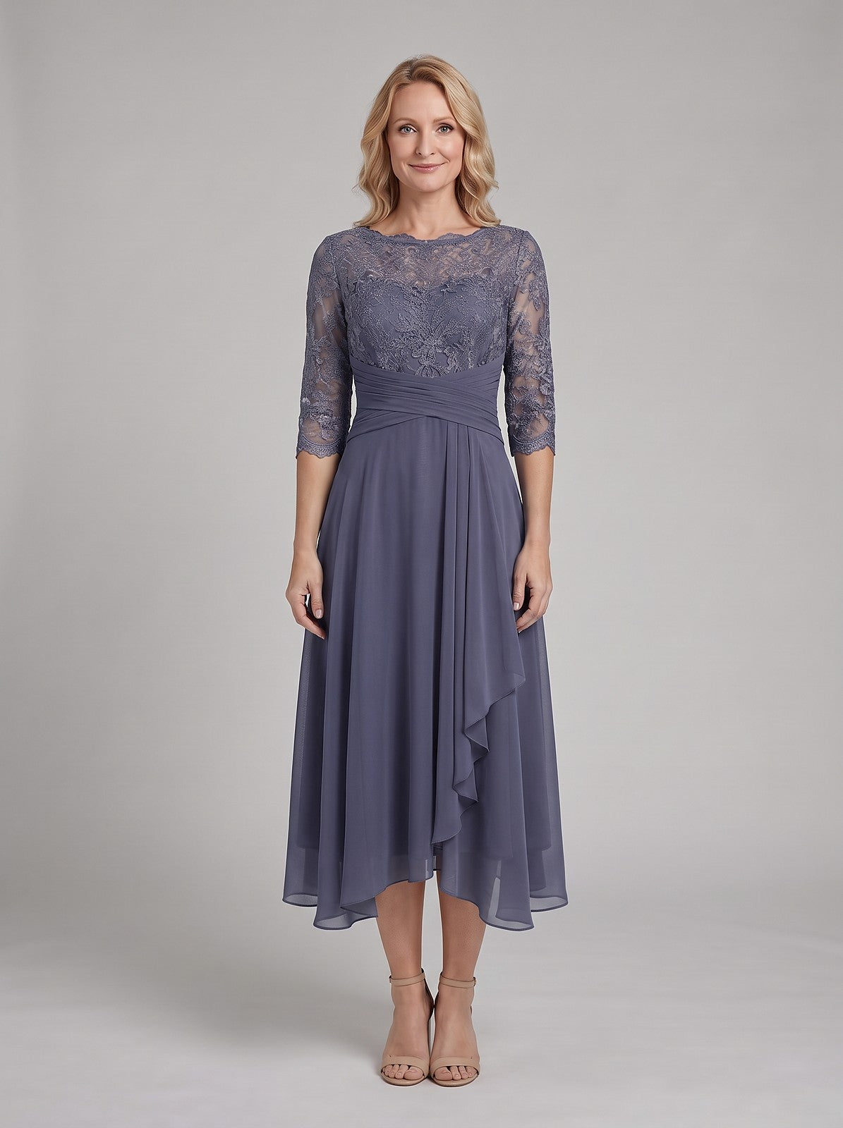 Dames Bruiloft Jurk met Kant en Chiffon