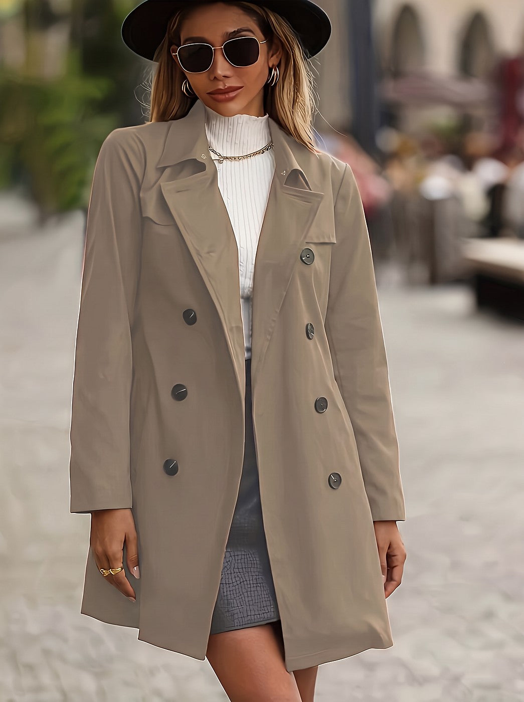 Dames Lange Trenchcoat met Ceintuur