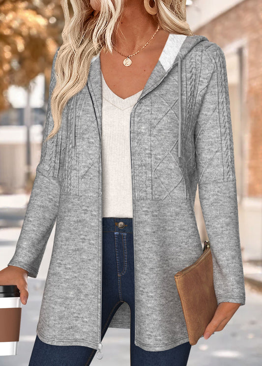 Dames Melange Capuchonvest met Koord