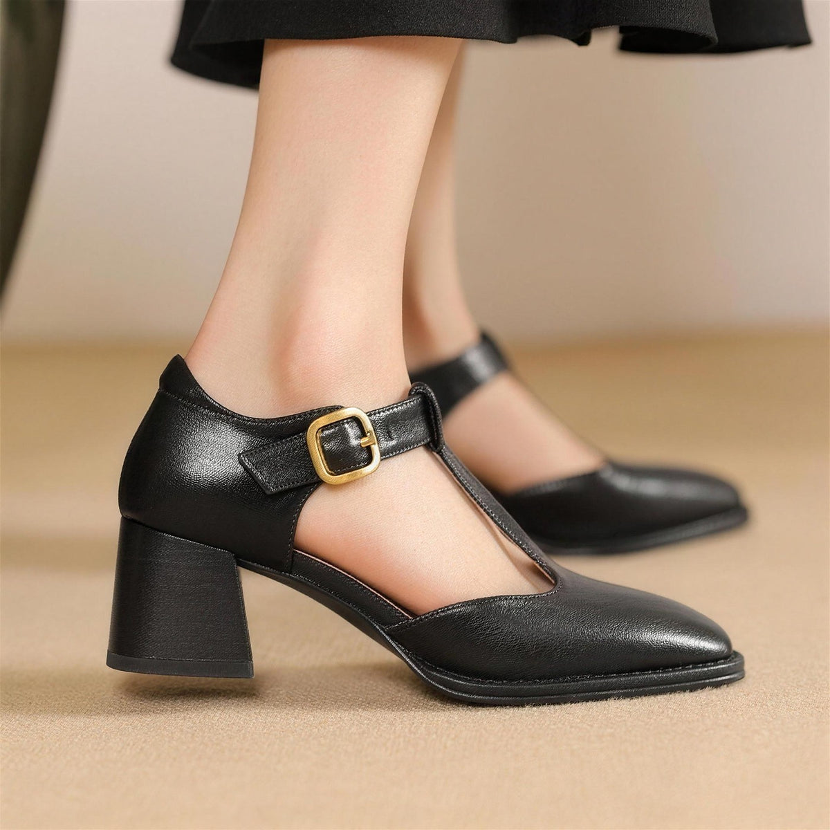Dames Blokhak Pumps met Bandje